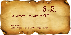 Bineter Renátó névjegykártya